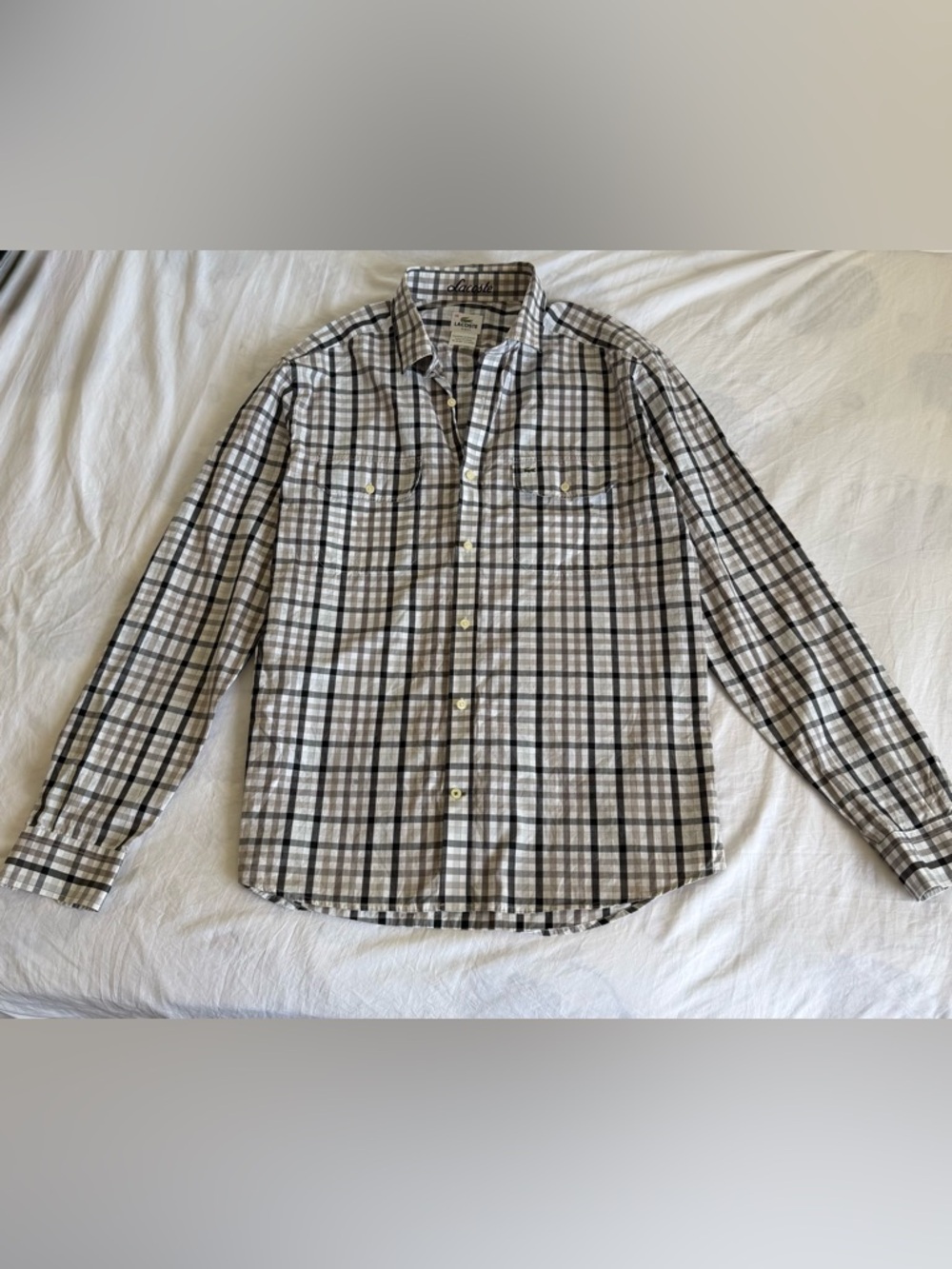 Lacoste Men's Plaid Button-Down Shirt size 42